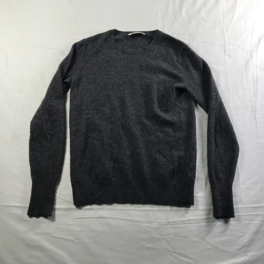 Everlane Womens Small 100% Cashmere Crew Neck Sweater Charcoal Gray Knit